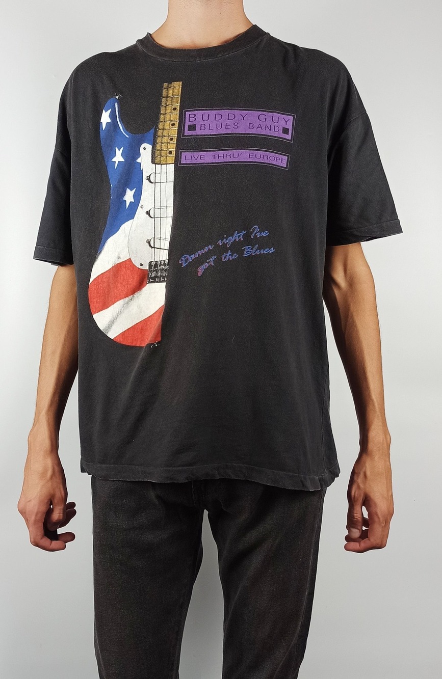 Retro Buddy Guy Blues Band Europe Tour Rock Band Tee Black